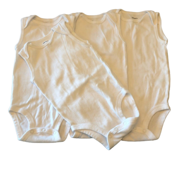 Carters set of 4 sleeveless white onesies - Picture 1 of 6